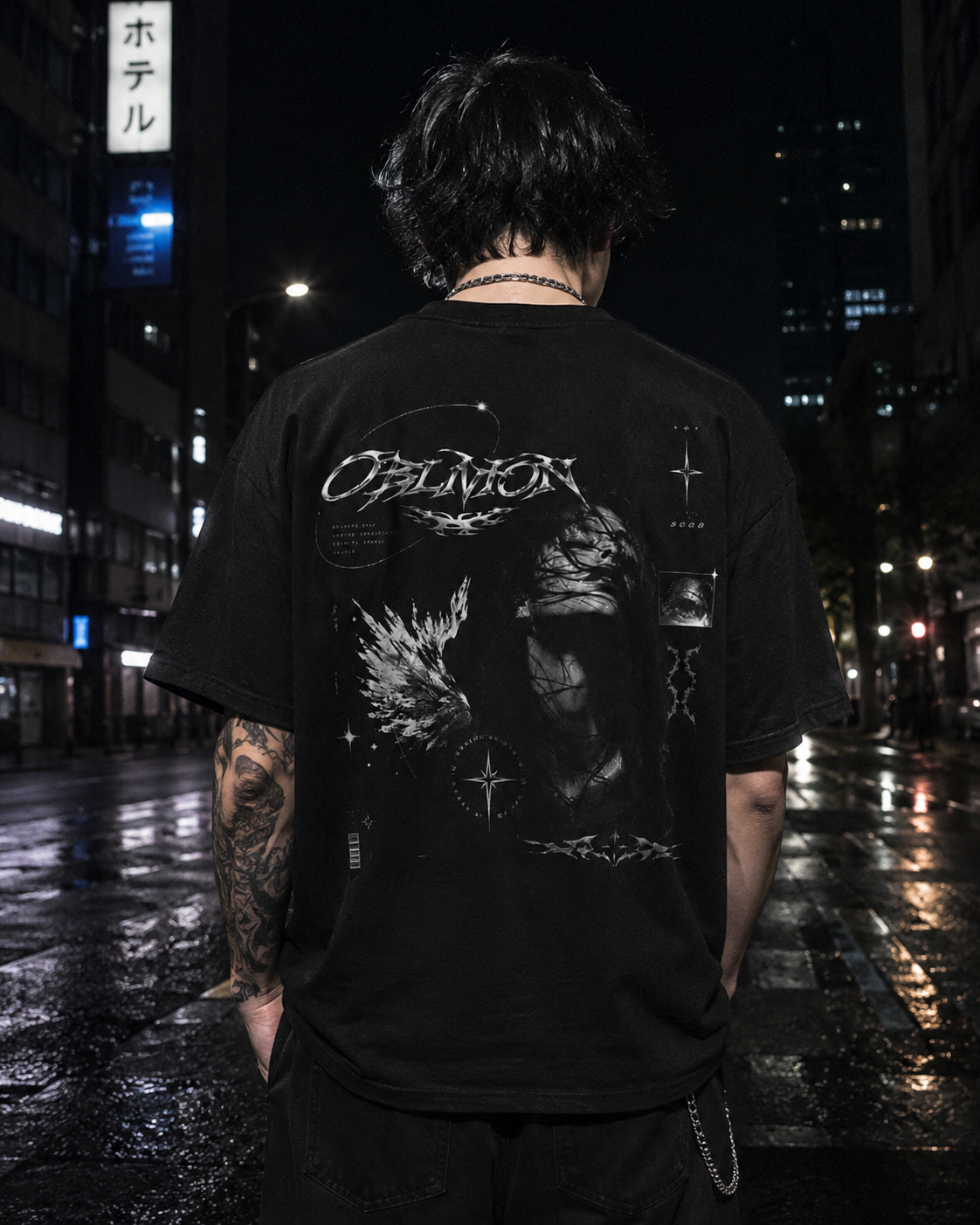 Oblivion Graphic T-Shirt — Dark Angel Back Print