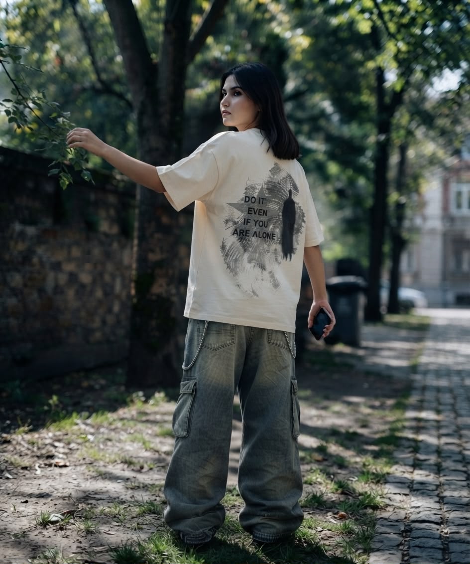 Graphic T-Shirt — 'Do It Even If You Are Alone' Minimalist Silhouette Tee