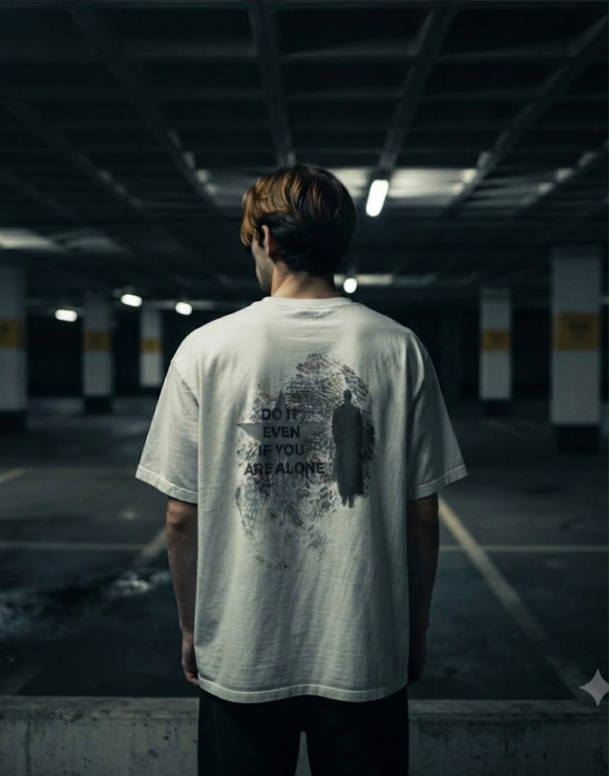 Graphic T-Shirt — 'Do It Even If You Are Alone' Minimalist Silhouette Tee